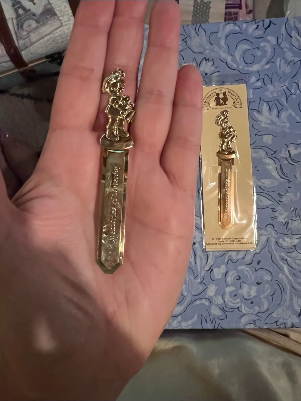Vintage Enesco 1990 Memories of Yesterday Gold-tone metal bookmark